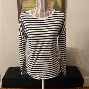 Able Los Angeles Black and White Striped Long Sleeve Slub Cotton.